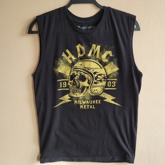 Harley Davidson Muscle Tee Black Milwaukee Metal Size M - Picture 1 of 7